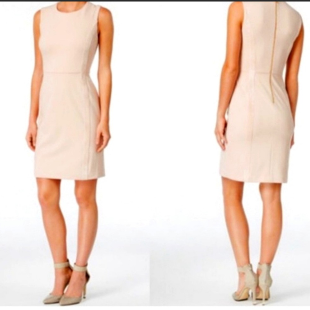 Calvin Klein size 4 Khaki canvas-type material sheath dress
